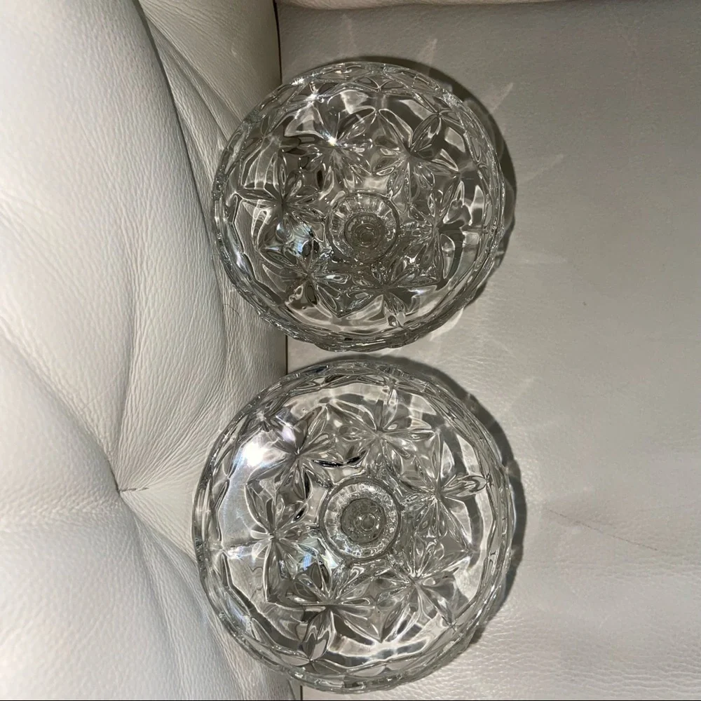 Vintage Crystal Pressed Glass Candlestick Holder